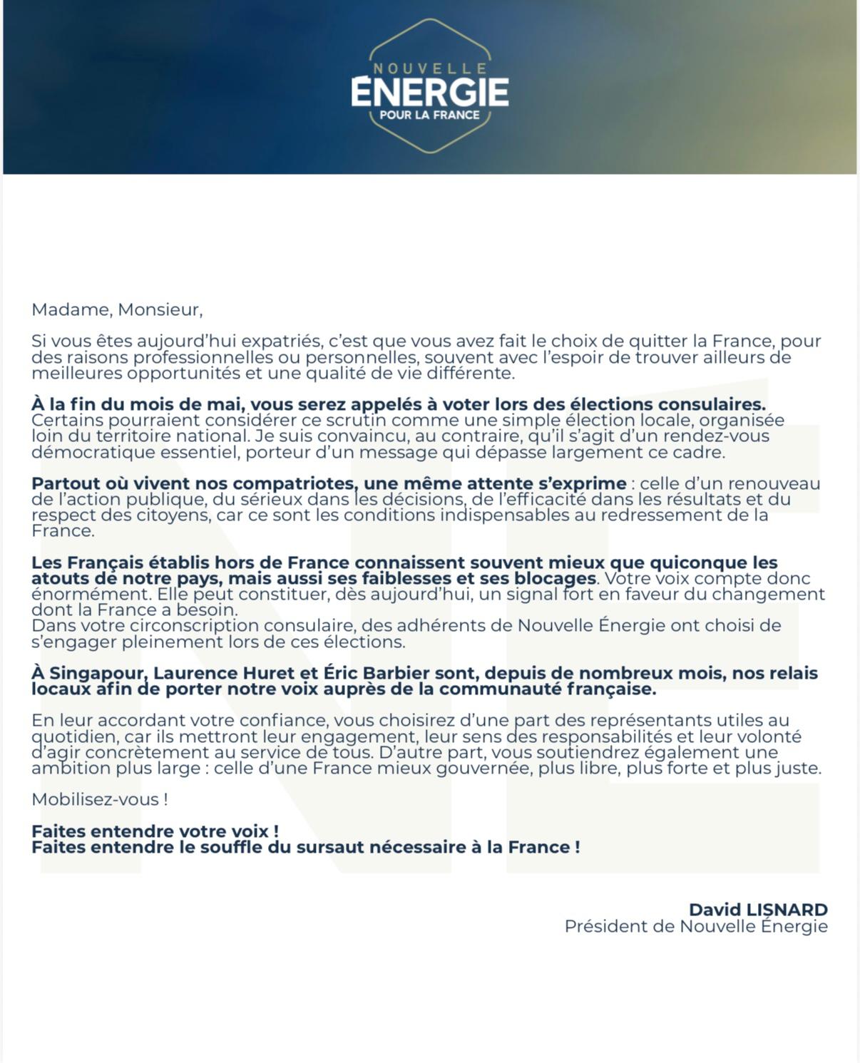 Lettre de soutien
